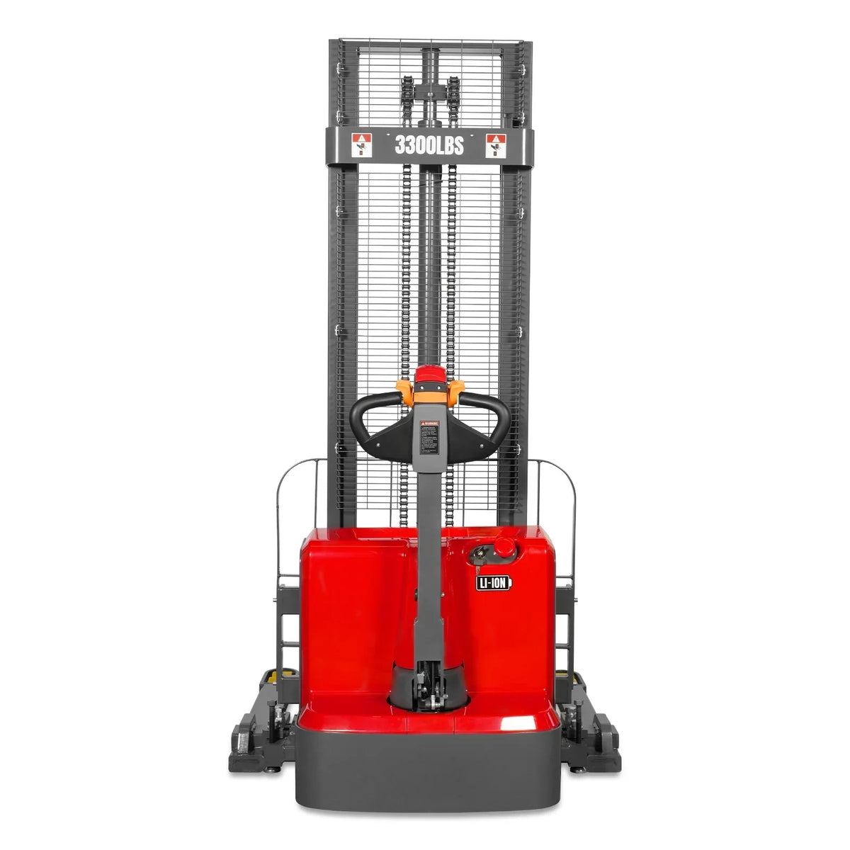 3300lbs Lithium-ion Electric Straddle Stacker,  118" Lift,  Adjustable Legs & Forks,  F33-118S