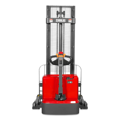 3300lbs Lithium-ion Electric Straddle Stacker,  118" Lift,  Adjustable Legs & Forks,  F33-118S