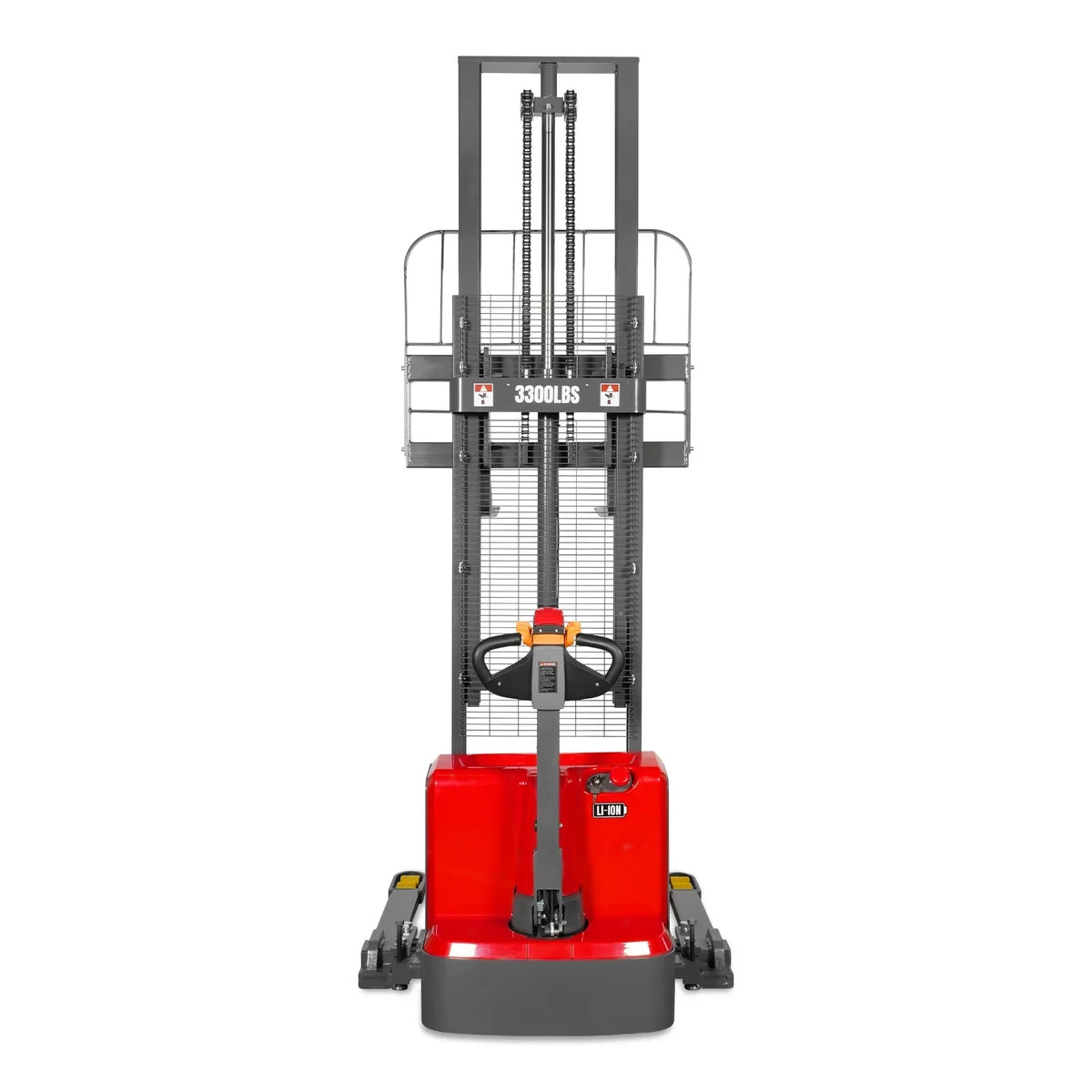 3300lbs Lithium-ion Electric Straddle Stacker,  118" Lift,  Adjustable Legs & Forks,  F33-118S