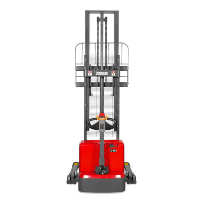 3300lbs Lithium-ion Electric Straddle Stacker,  118" Lift,  Adjustable Legs & Forks,  F33-118S