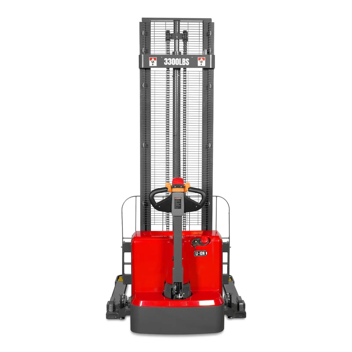 3300lbs Lithium-ion Electric Straddle Stacker,  138" Lift,  Adjustable Legs & Forks,  F33-138S