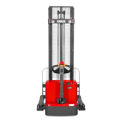 3300lbs Lithium-ion Electric Straddle Stacker,  138" Lift,  Adjustable Legs & Forks,  F33-138S