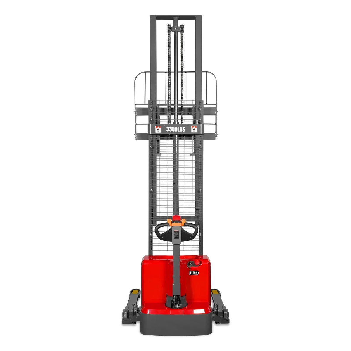 3300lbs Lithium-ion Electric Straddle Stacker,  138" Lift,  Adjustable Legs & Forks,  F33-138S