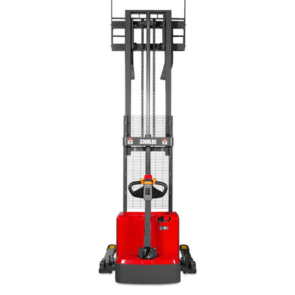 3300lbs Lithium-ion Electric Straddle Stacker,  98" Lift,  Adjustable Legs & Forks,  F33-98S