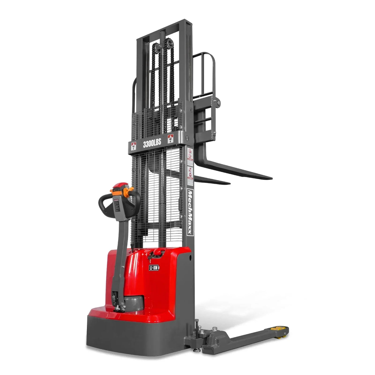 3300lbs Lithium-ion Electric Straddle Stacker,  98" Lift,  Adjustable Legs & Forks,  F33-98S