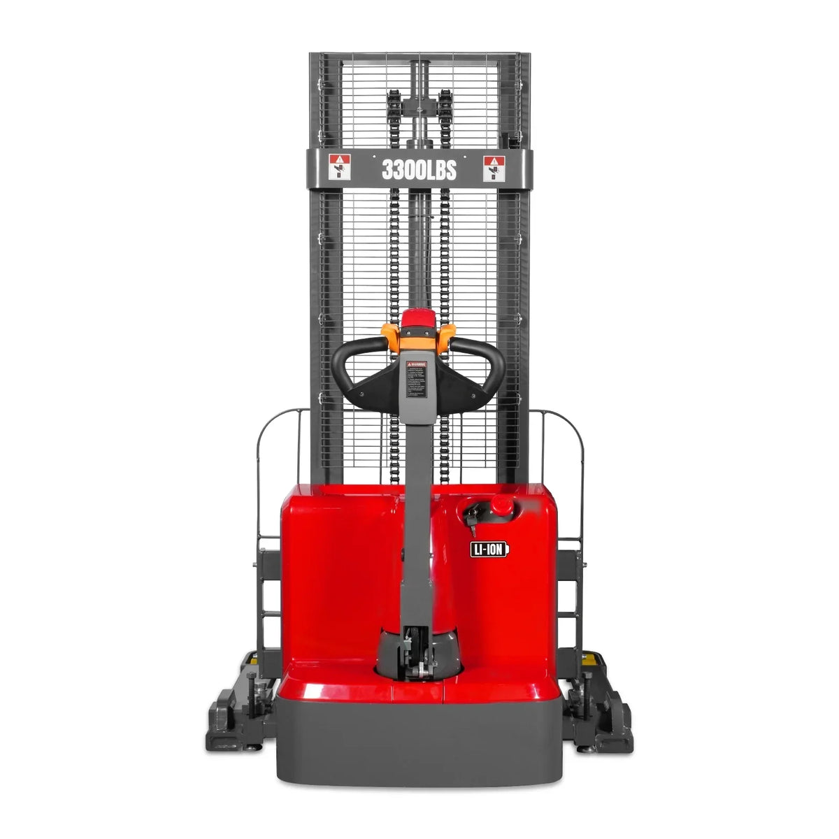 3300lbs Lithium-ion Electric Straddle Stacker,  98" Lift,  Adjustable Legs & Forks,  F33-98S