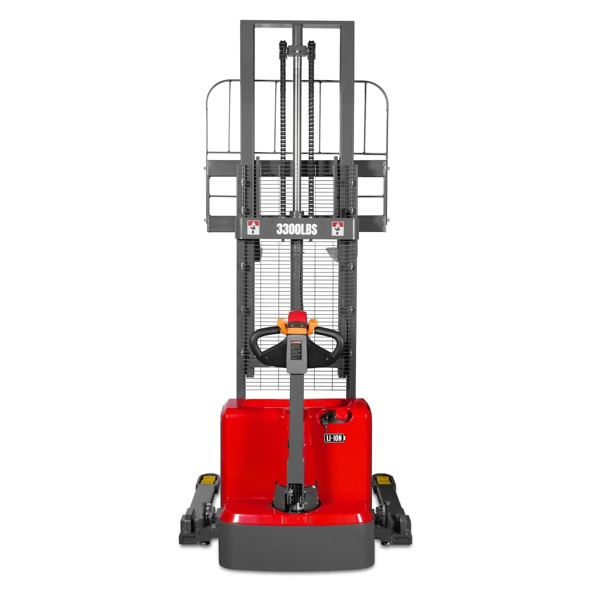 3300lbs Lithium-ion Electric Straddle Stacker,  98" Lift,  Adjustable Legs & Forks,  F33-98S