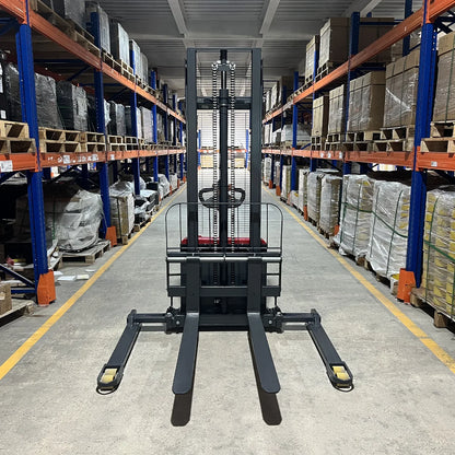 3300lbs Lithium-ion Electric Straddle Stacker,  98" Lift,  Adjustable Legs & Forks,  F33-98S