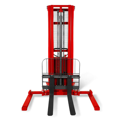 3300lbs Semi-Electric Straddle Stacker,  118" Lift,  Adjustable Legs & Forks,  S33-118S