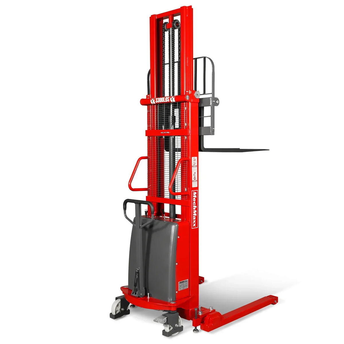 3300lbs Semi-Electric Straddle Stacker,  118" Lift,  Adjustable Legs & Forks,  S33-118S