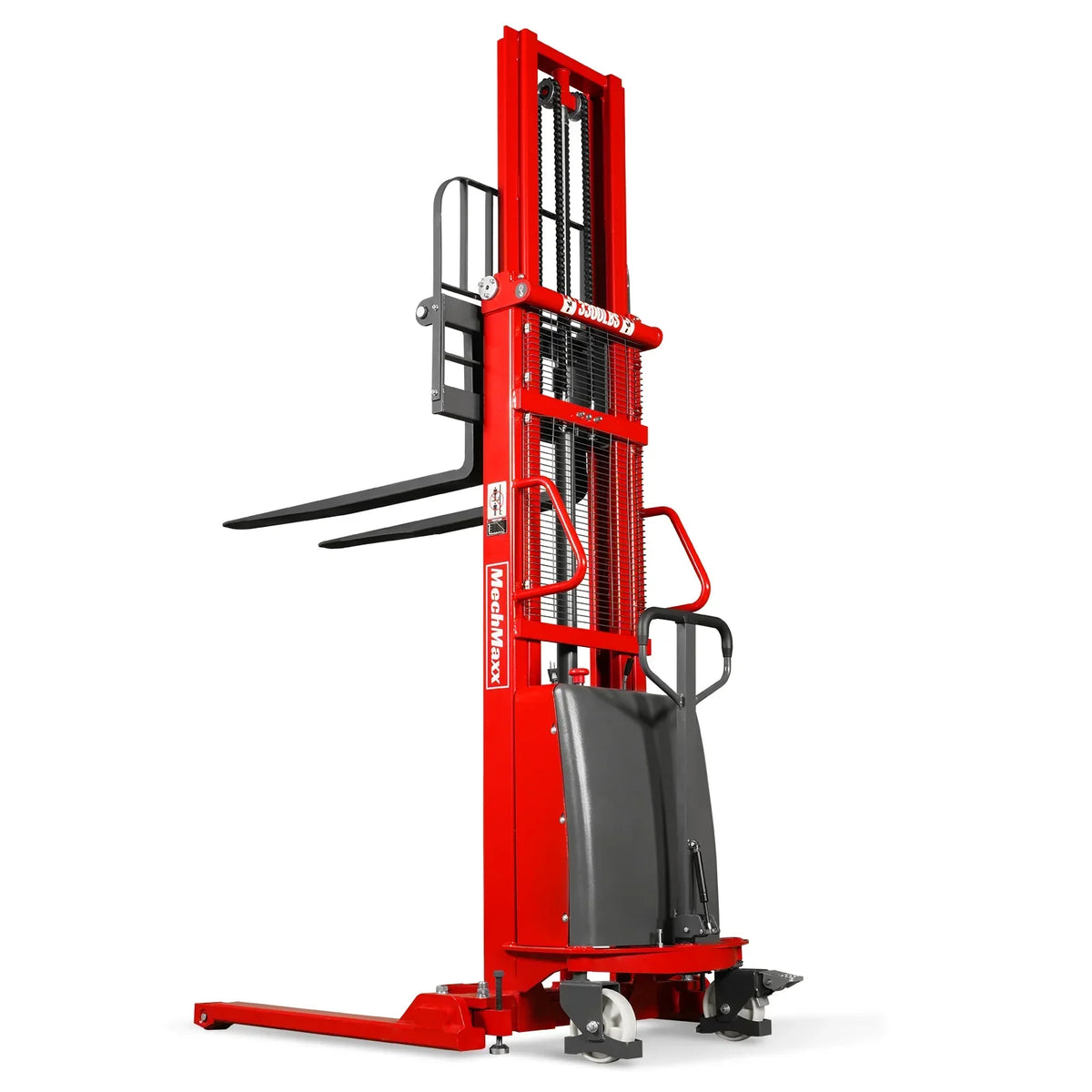 3300lbs Semi-Electric Straddle Stacker,  118" Lift,  Adjustable Legs & Forks,  S33-118S
