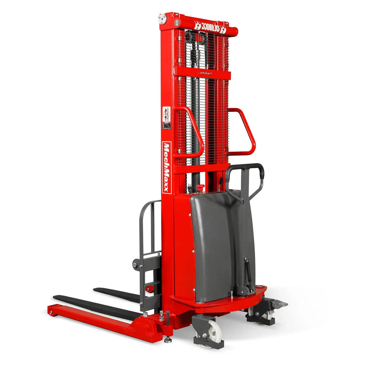 3300lbs Semi-Electric Straddle Stacker,  118" Lift,  Adjustable Legs & Forks,  S33-118S