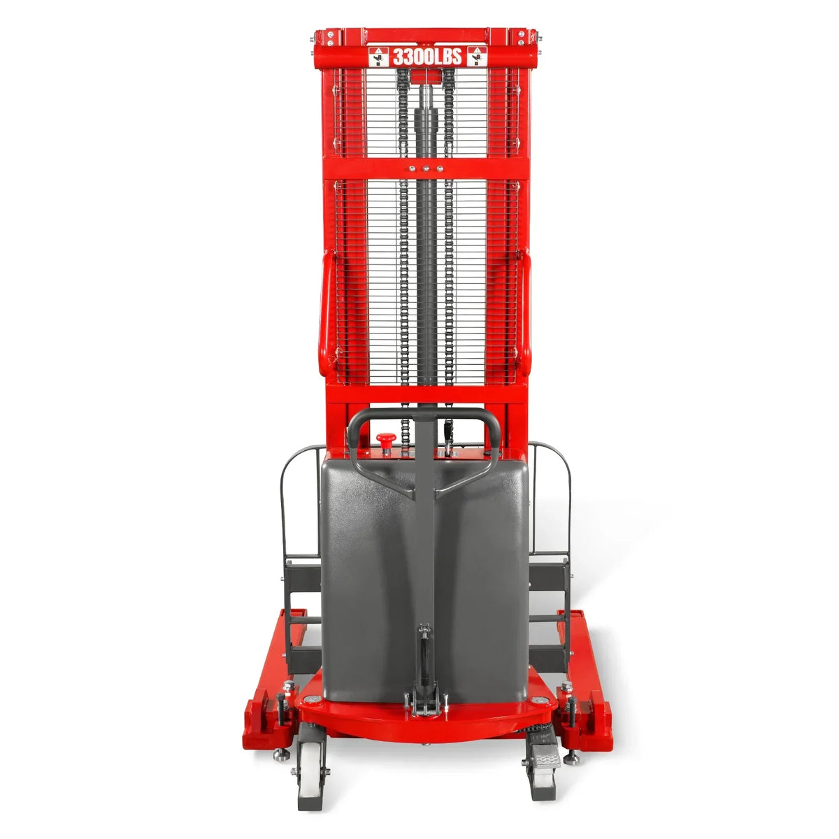 3300lbs Semi-Electric Straddle Stacker,  118" Lift,  Adjustable Legs & Forks,  S33-118S
