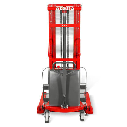 3300lbs Semi-Electric Straddle Stacker,  118" Lift,  Adjustable Legs & Forks,  S33-118S