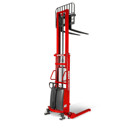 3300lbs Semi-Electric Straddle Stacker,  118" Lift,  Adjustable Legs & Forks,  S33-118S