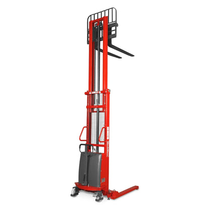3300lbs Semi-Electric Straddle Stacker,  138" Lift,  Adjustable Legs & Forks,  S33-138S