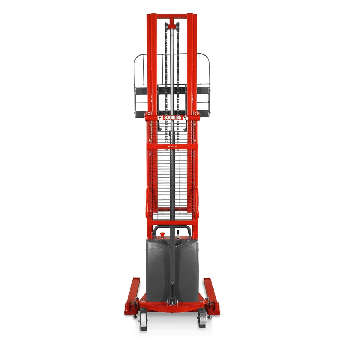 3300lbs Semi-Electric Straddle Stacker,  138" Lift,  Adjustable Legs & Forks,  S33-138S