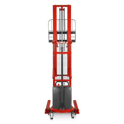 3300lbs Semi-Electric Straddle Stacker,  138" Lift,  Adjustable Legs & Forks,  S33-138S