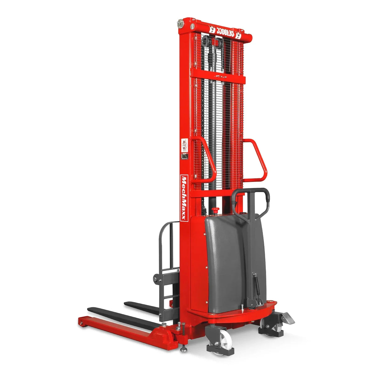 3300lbs Semi-Electric Straddle Stacker,  138" Lift,  Adjustable Legs & Forks,  S33-138S