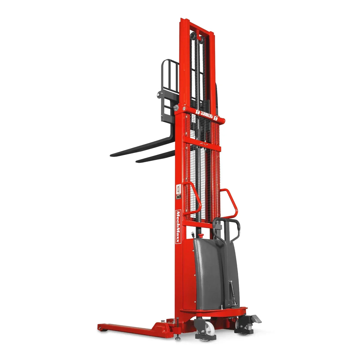 3300lbs Semi-Electric Straddle Stacker,  138" Lift,  Adjustable Legs & Forks,  S33-138S