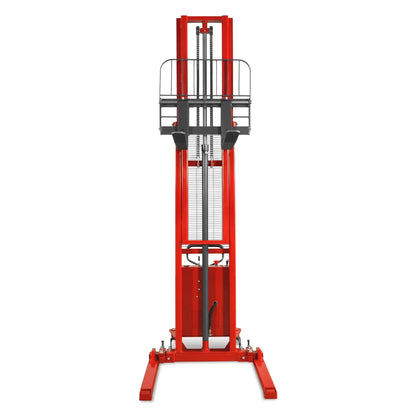 3300lbs Semi-Electric Straddle Stacker,  138" Lift,  Adjustable Legs & Forks,  S33-138S