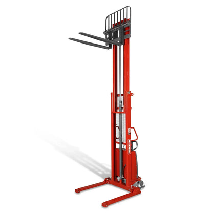 3300lbs Semi-Electric Straddle Stacker,  138" Lift,  Adjustable Legs & Forks,  S33-138S