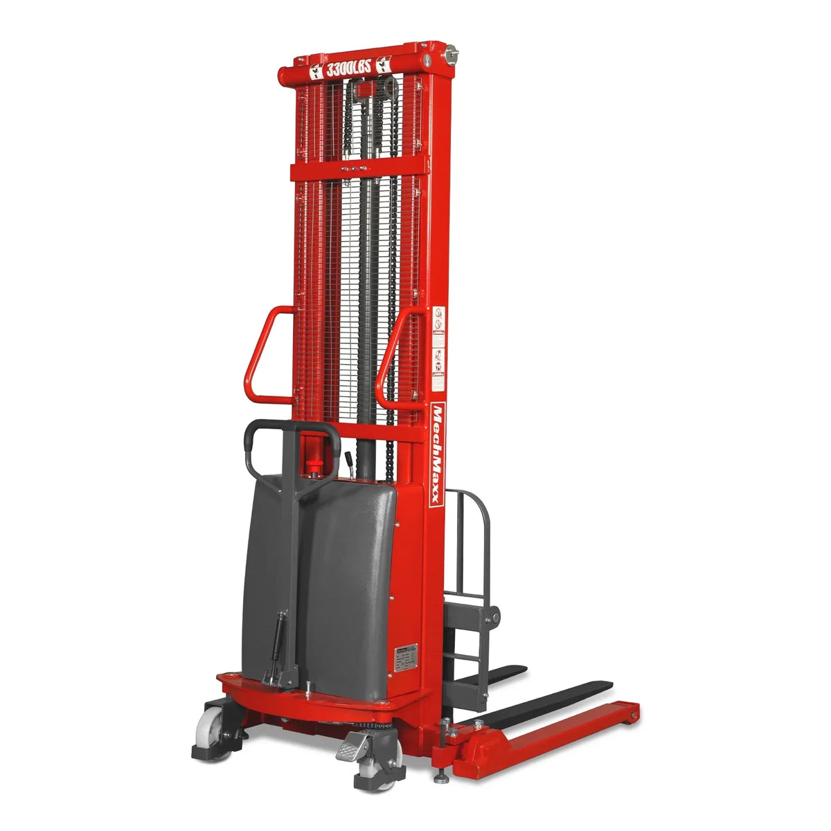 3300lbs Semi-Electric Straddle Stacker,  138" Lift,  Adjustable Legs & Forks,  S33-138S