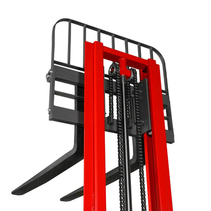3300lbs Semi-Electric Straddle Stacker,  118" Lift,  Adjustable Legs & Forks,  S33-118S
