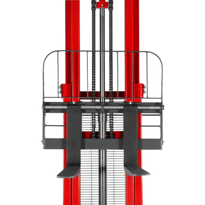 3300lbs Semi-Electric Straddle Stacker,  118" Lift,  Adjustable Legs & Forks,  S33-118S