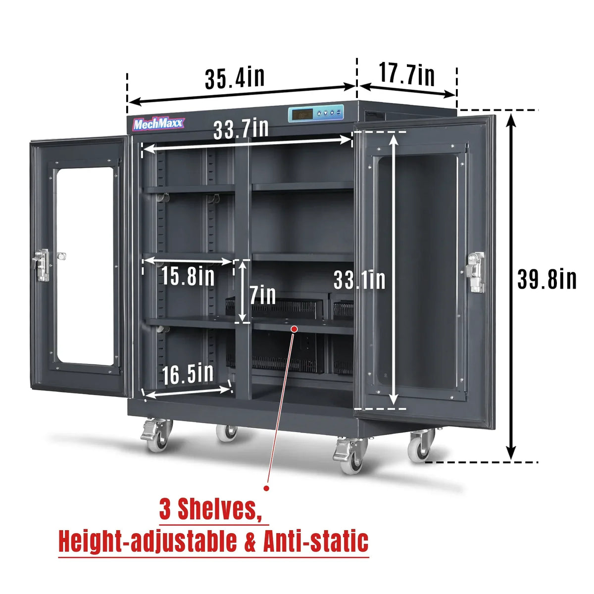 1-10% RH Electronic Dry Cabinet 320L ESD Desiccator Cabinet Ultra-Low Humidity Storage,  EDC320C