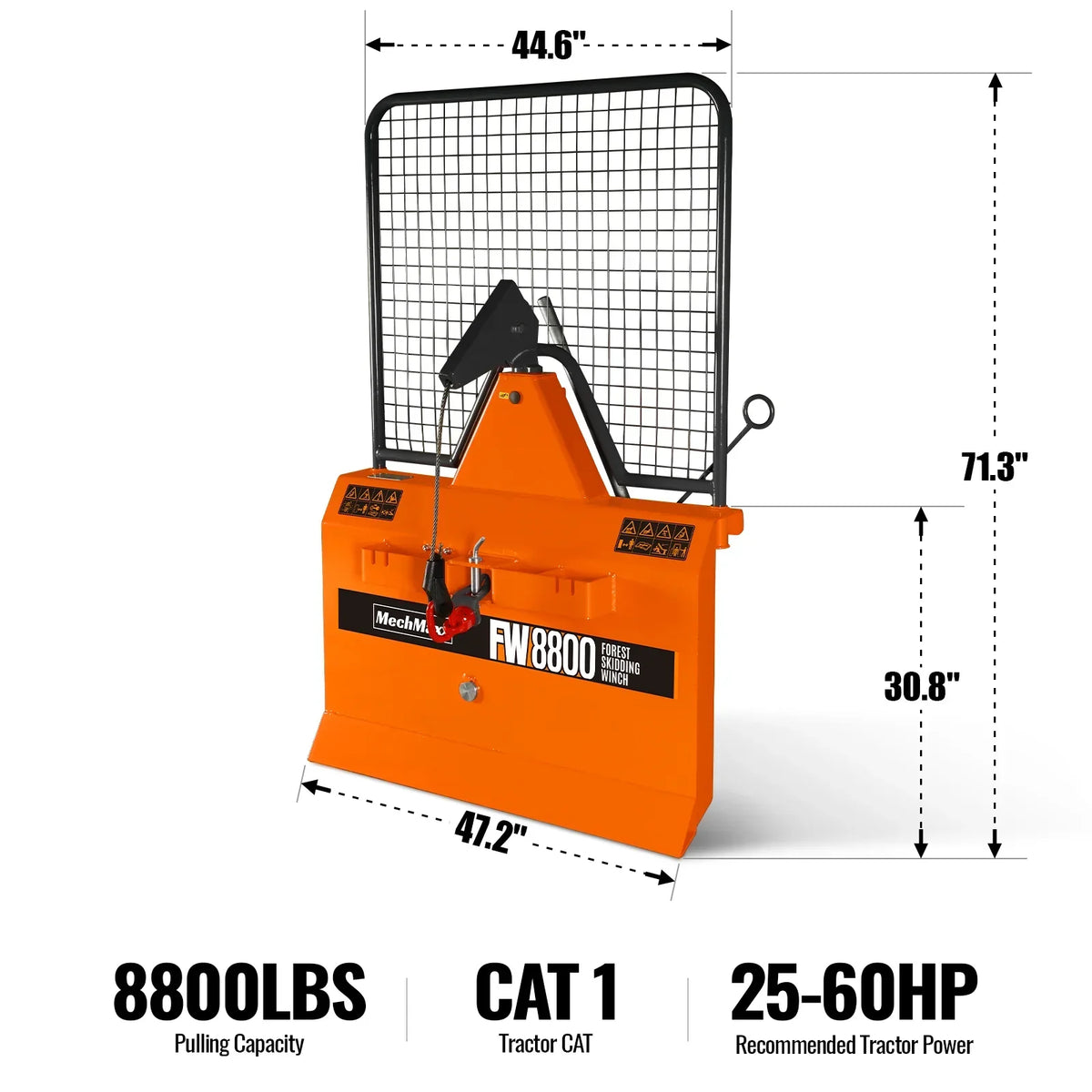 3-Point PTO Stump Grinder & Forestry Log Skidding Winch Bundle, SG24 & FW8800