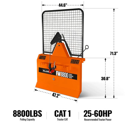 3-Point PTO Stump Grinder & 4" PTO Wood Chipper & Forestry Log Skidding Winch  Bundle, SG24 & BX42S &FW8800