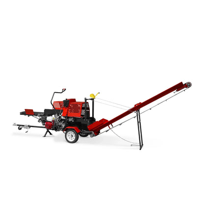 Honda GX390 Engine Firewood Log Splitter Processor with Conveyor,  20ton Splitting Force 22.5" x 15" Log Capacity,  18" Chainsaw,  HLS20