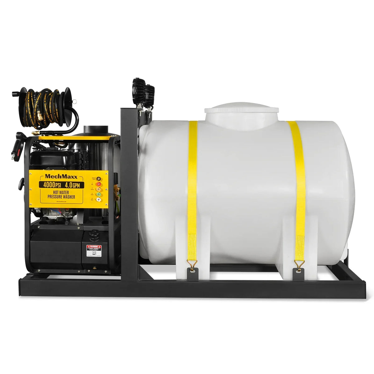 4000 PSI 4 GPM ZONSEN E-Start Engine Hot Water Pressure Washer Skid Mounted with 245 Gal Tank,  HPW40DBT