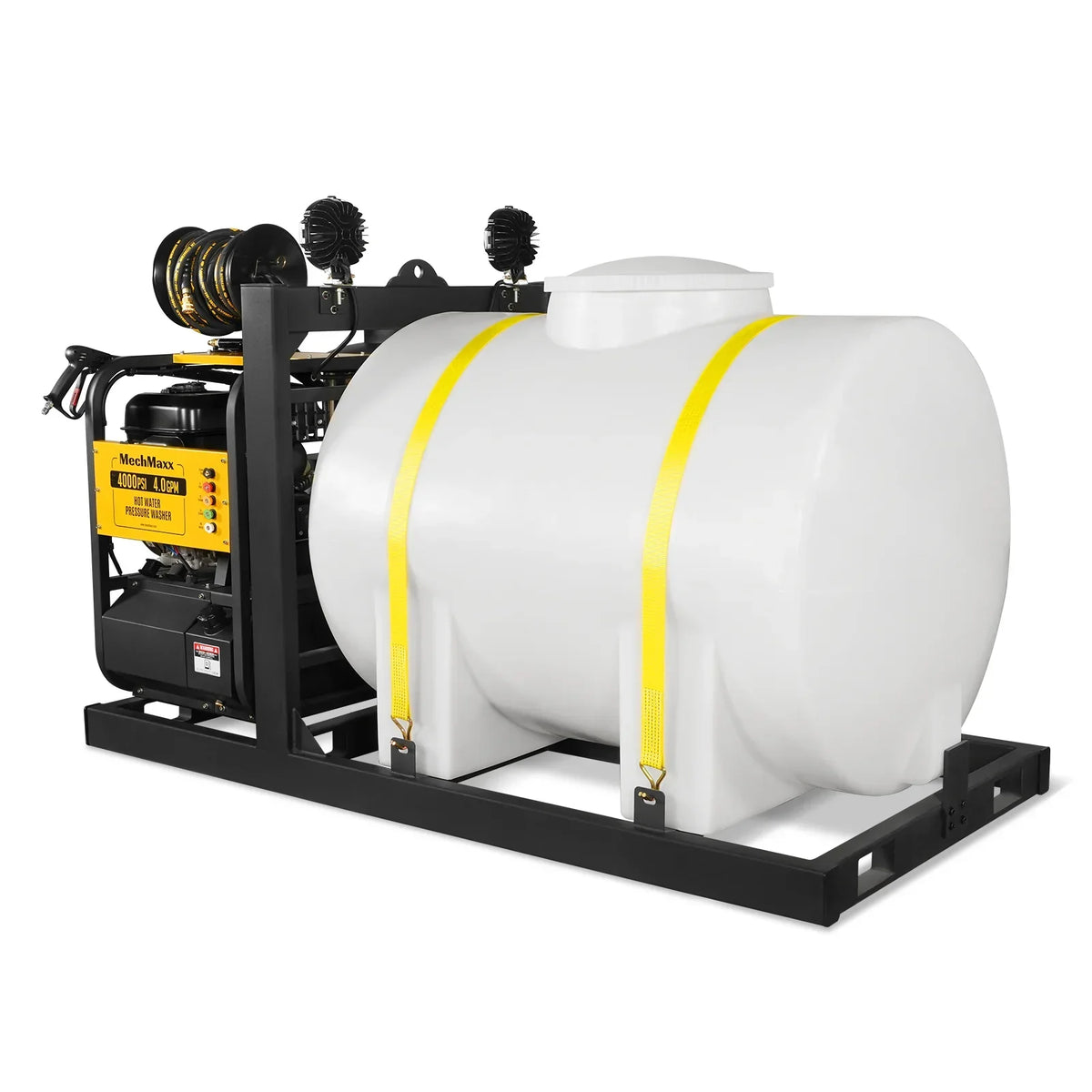 4000 PSI 4 GPM ZONSEN E-Start Engine Hot Water Pressure Washer Skid Mounted with 245 Gal Tank,  HPW40DBT