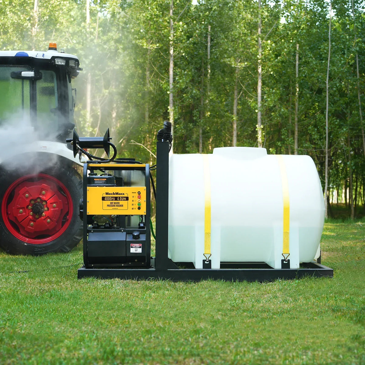 4000 PSI 4 GPM ZONSEN E-Start Engine Hot Water Pressure Washer Skid Mounted with 245 Gal Tank,  HPW40DBT