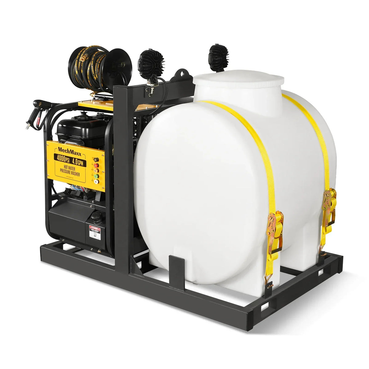 4000 PSI 4 GPM ZONSEN E-Start Engine Hot Water Pressure Washer Skid Mounted with 175 Gal Tank,  HPW40DT