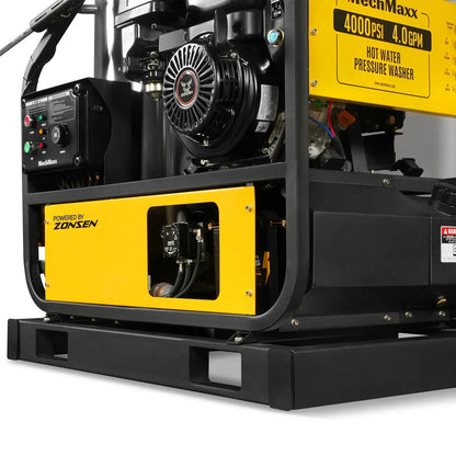 4000 PSI 4 GPM ZONSEN E-Start Engine Hot Water Pressure Washer Skid Mounted with 175 Gal Tank,  HPW40DT