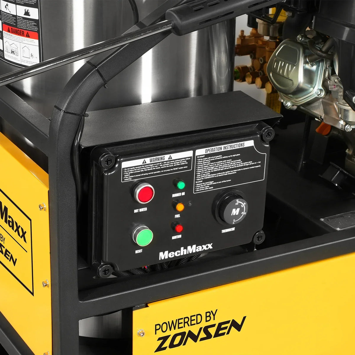 4000 PSI 4 GPM ZONSEN E-Start Engine Hot Water Pressure Washer Skid Mounted with 175 Gal Tank,  HPW40DT