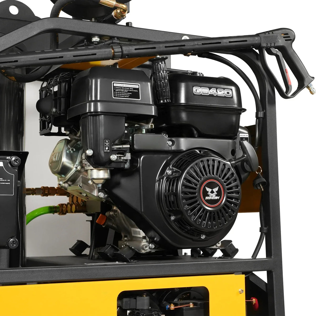 4000 PSI 4 GPM ZONSEN E-Start Engine Hot Water Pressure Washer Skid Mounted with 175 Gal Tank,  HPW40DT
