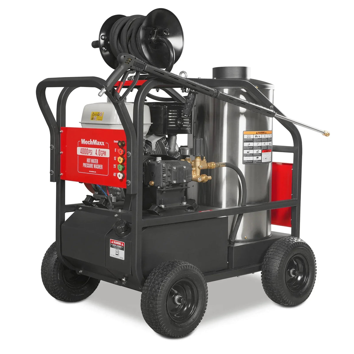 4000 PSI 4 GPM HONDA E-Start Engine Hot Water Pressure Washer with Hose Reel,  HPW40H