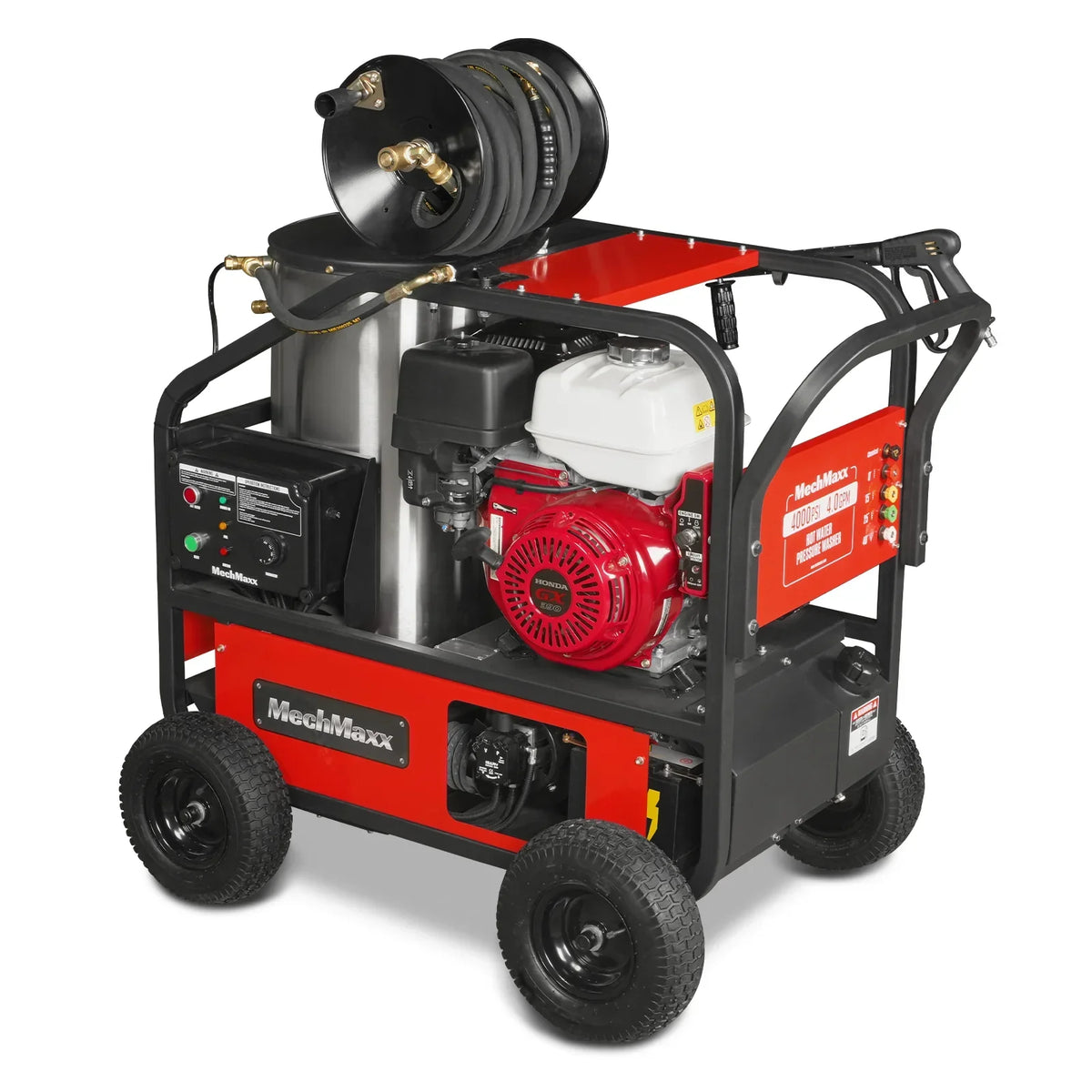 4000 PSI 4 GPM HONDA E-Start Engine Hot Water Pressure Washer with Hose Reel,  HPW40H