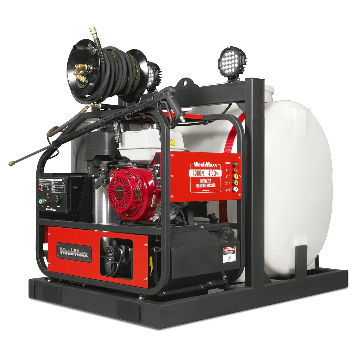 4000 PSI 4 GPM HONDA E-Start Engine Hot Water Pressure Washer Skid Mounted with 175 Gal Tank,  HPW40HT