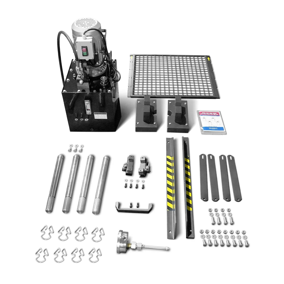 75 Ton H-Frame Electric Hydraulic Shop Press with Hand Winch, 110V Motor, Fully Welded Steel Frame, Safety Guard, HSP75E