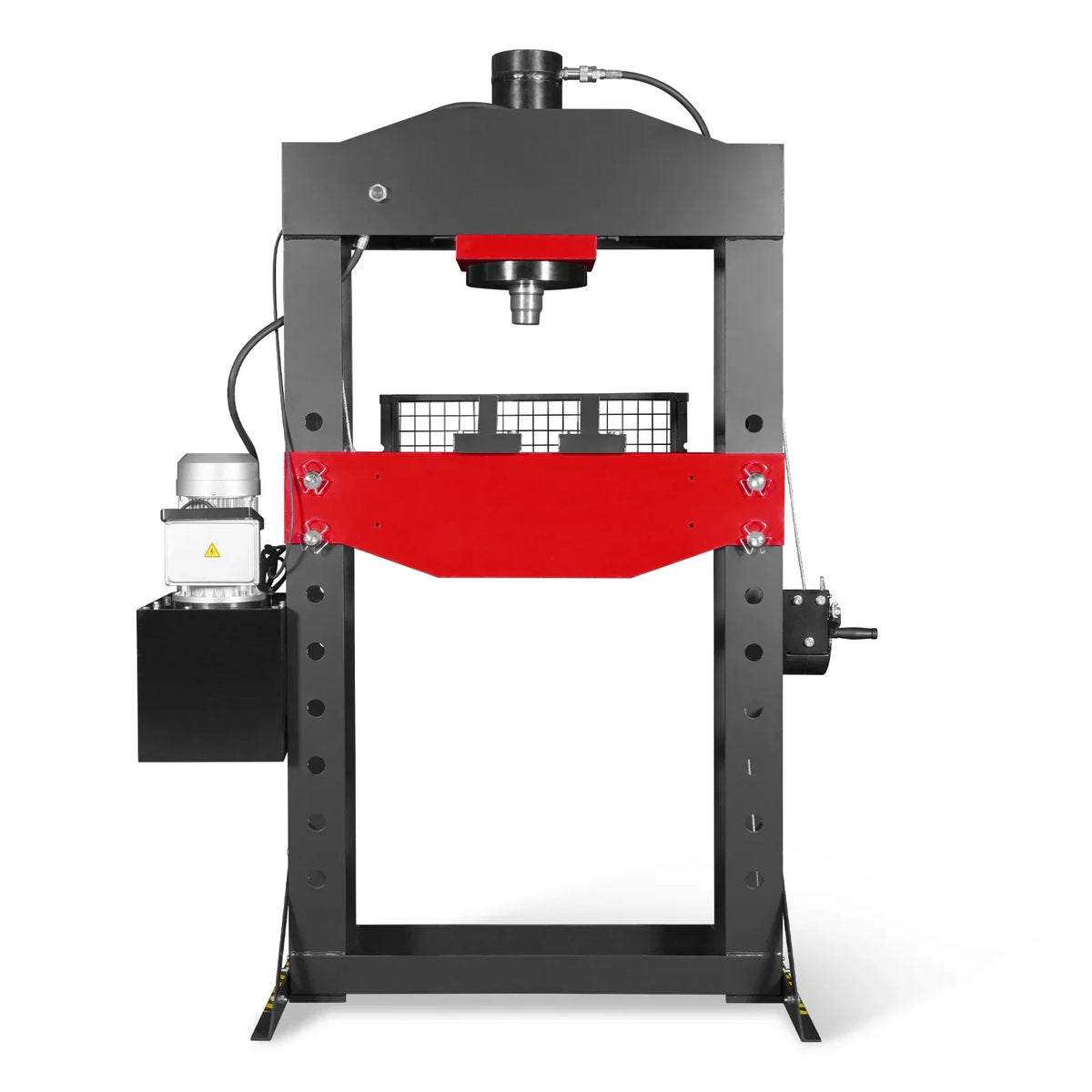 75 Ton H-Frame Electric Hydraulic Shop Press with Hand Winch, 110V Motor, Fully Welded Steel Frame, Safety Guard, HSP75E