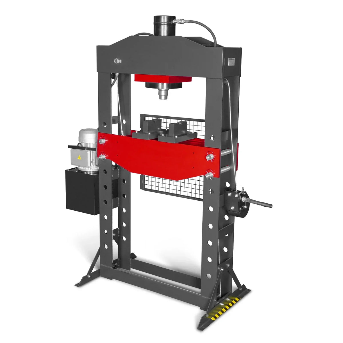 75 Ton H-Frame Electric Hydraulic Shop Press with Hand Winch, 110V Motor, Fully Welded Steel Frame, Safety Guard, HSP75E