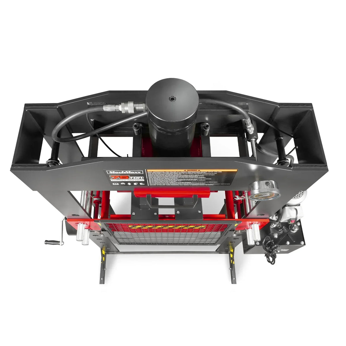 75 Ton H-Frame Electric Hydraulic Shop Press with Hand Winch, 110V Motor, Fully Welded Steel Frame, Safety Guard, HSP75E