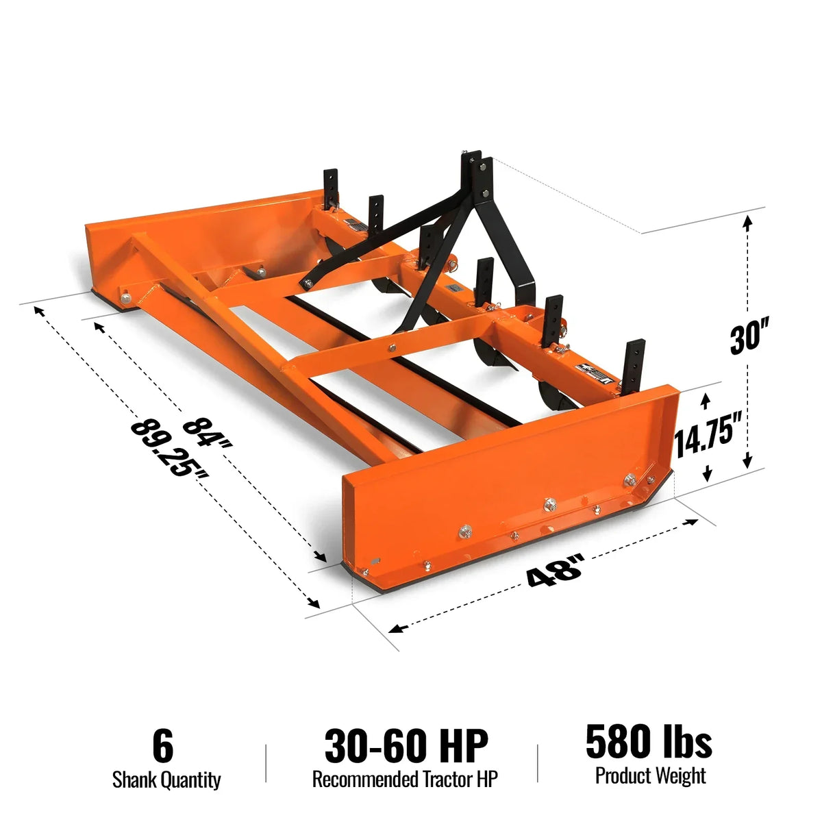 84" Heavy Duty Land Leveler Land Plane Scraper Grader with Shanks 3 Point Hitch,  LP84