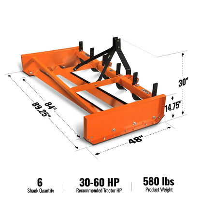 84" Heavy Duty Land Leveler Land Plane Scraper Grader with Shanks 3 Point Hitch,  LP84