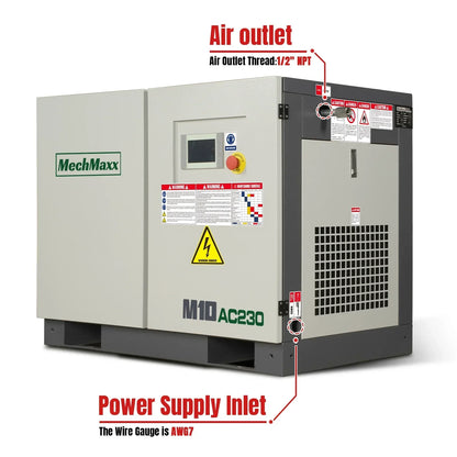 10HP Rotary Screw Air Compressor - 32 CFM,  116 PSI,  230V 3-Phase | Industrial-Grade